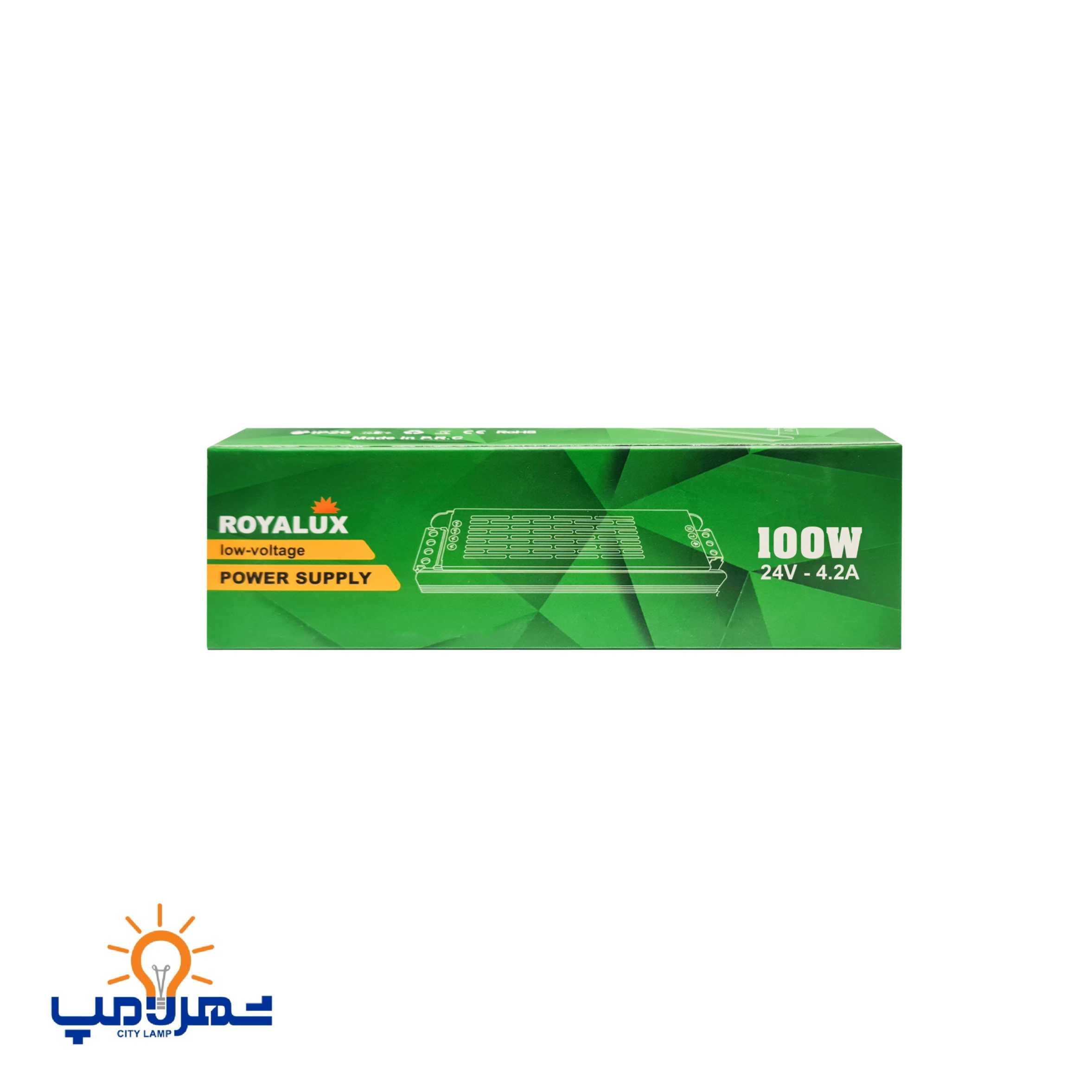 منبع تغذیه اسلیم 24ولت سوییچینگ 100وات 4.2 آمپر رویالوکس(پارس شعاع)
