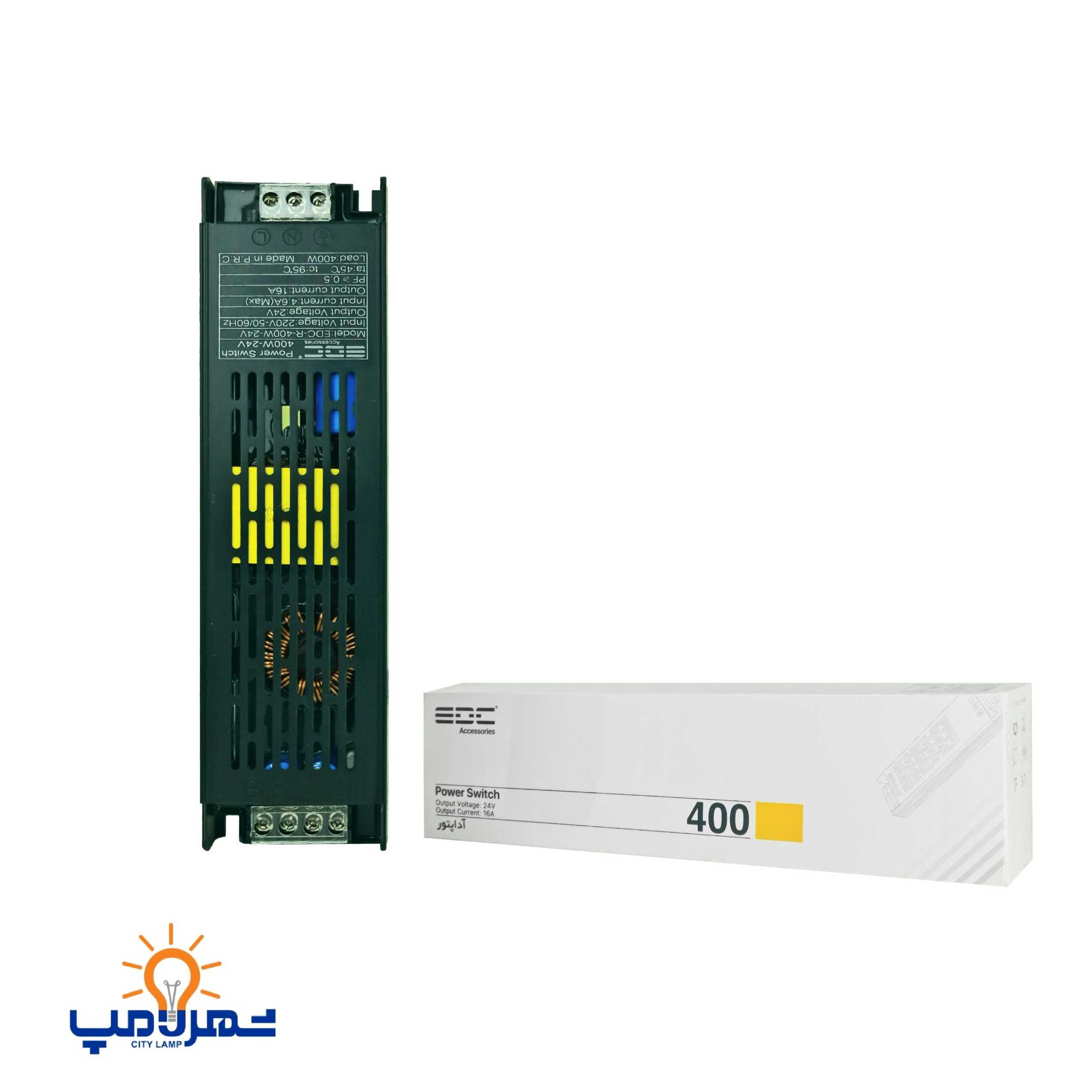 منبع تغذیه اسلیم 24 ولت95 درصد ای دی سی سوییچینگ 400وات 16.5آمپر 