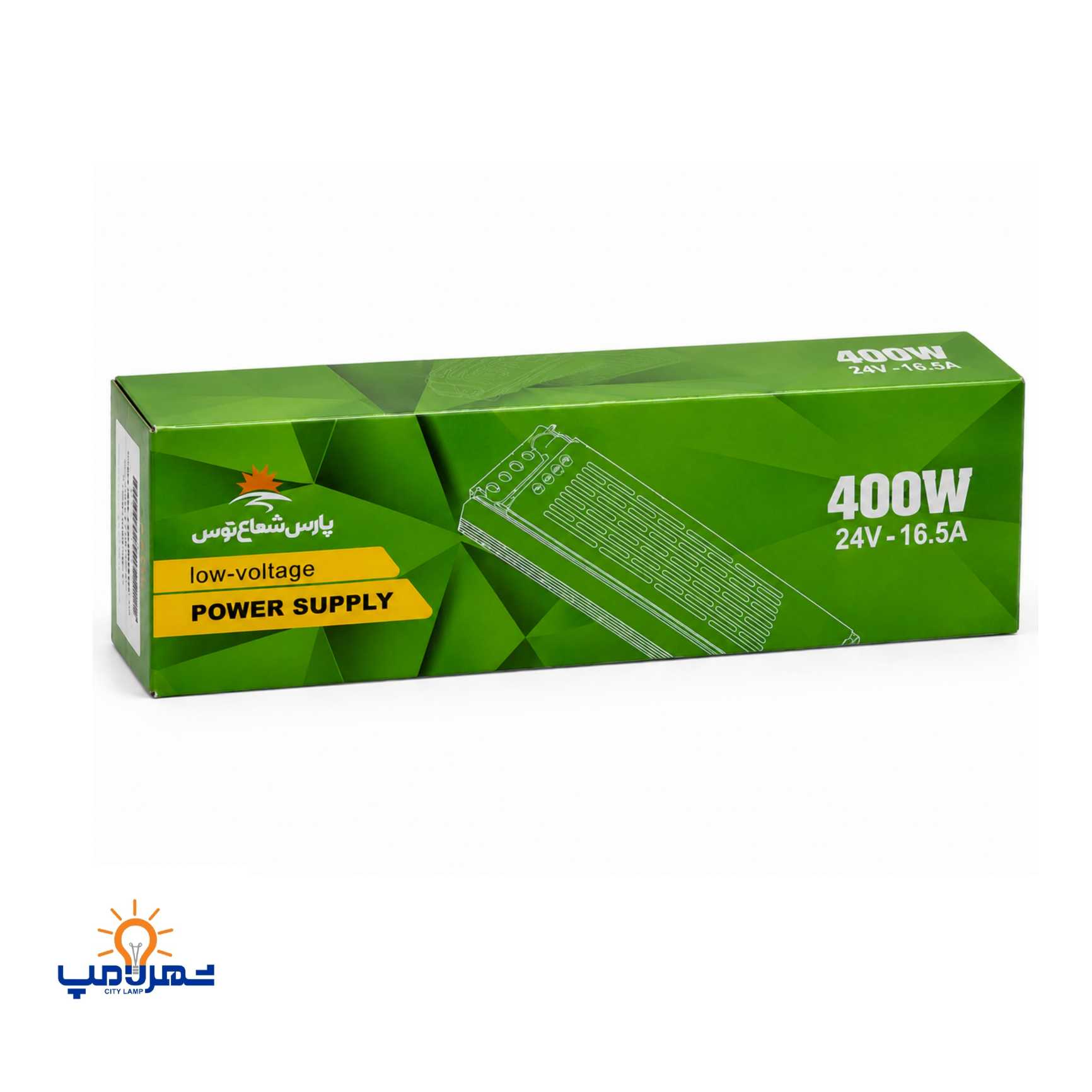 منبع تغذیه اسلیم 24ولت سوییچینگ 400وات 16.5آمپر رویالوکس(پارس شعاع)