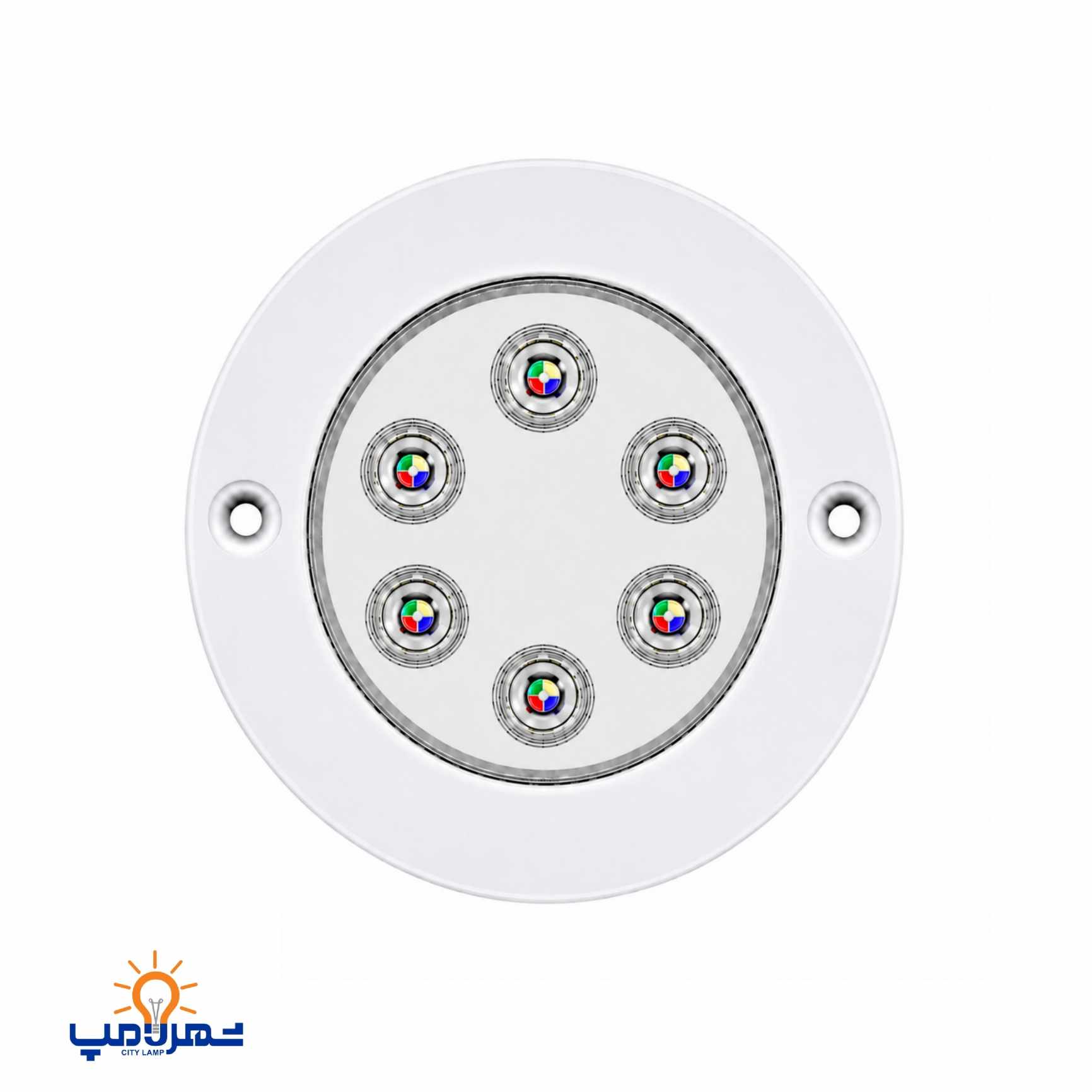 چراغ استخری توکار فول کالر 18 وات با رنگ استاتیک کوره ای ضد کلر آلومینومی 18TOEF برند Emax